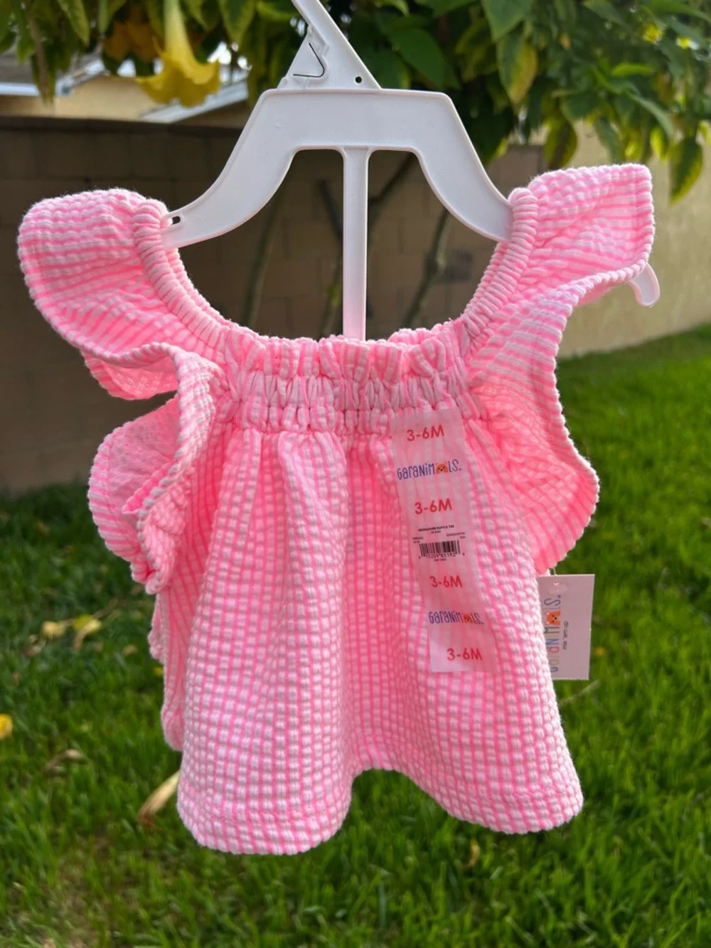 Pink Seersucker Baby Top and bottom  - 3-6M